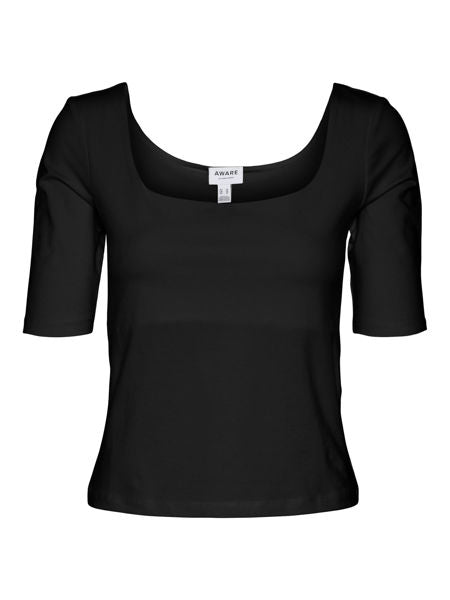 VM Aware Black Square Neck Top