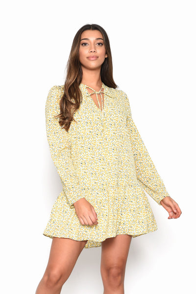 Yellow Floral Mini Dress