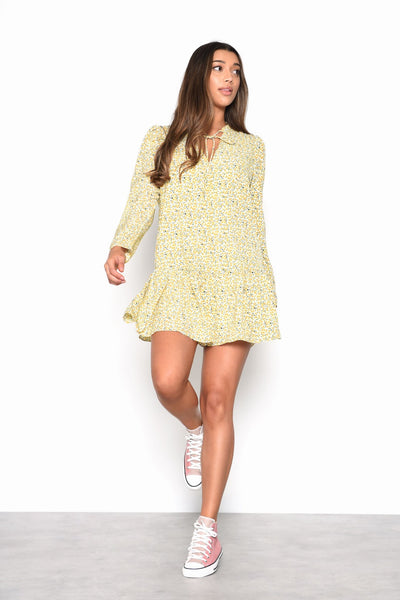 Yellow Floral Mini Dress