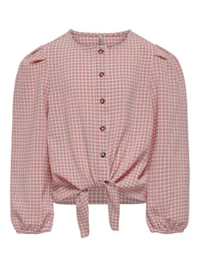 Girls Only Pink Checked Tie Front Top - Main Image