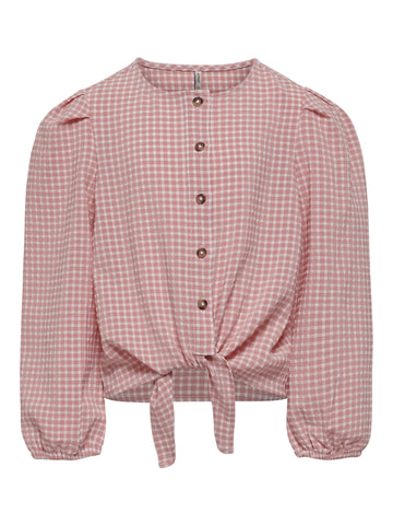 Girls Only Pink Checked Tie Front Top