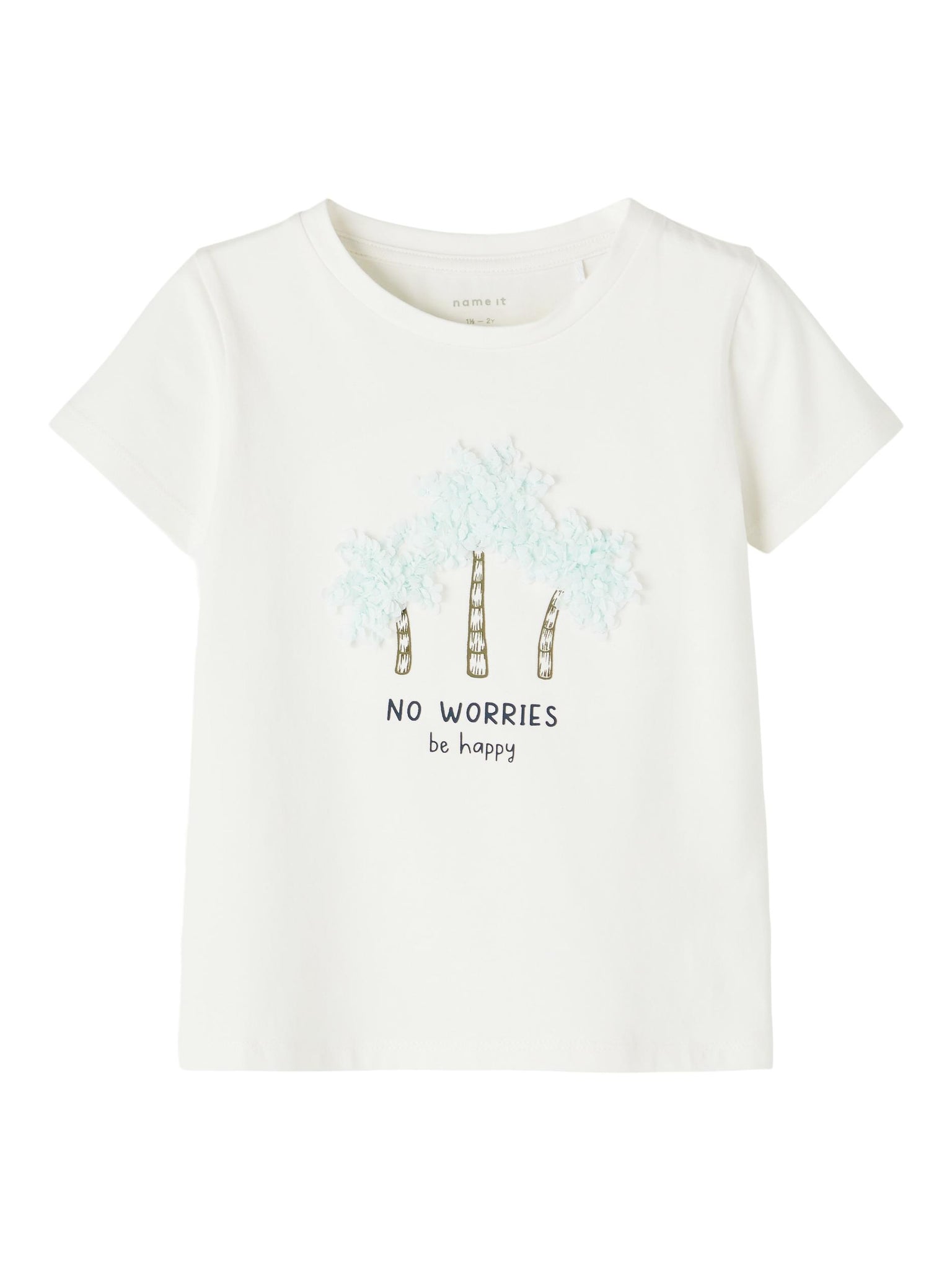 Girls Mini No Worries Be Happy Embossed T-shirt