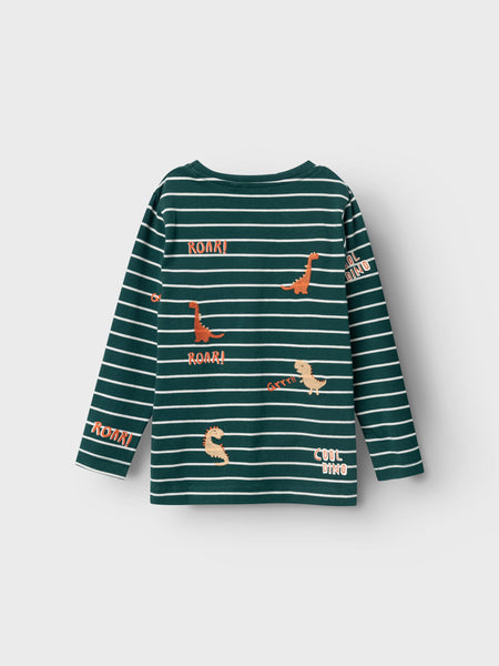 Boys Mini Embroidered Dino Long Sleeve Top