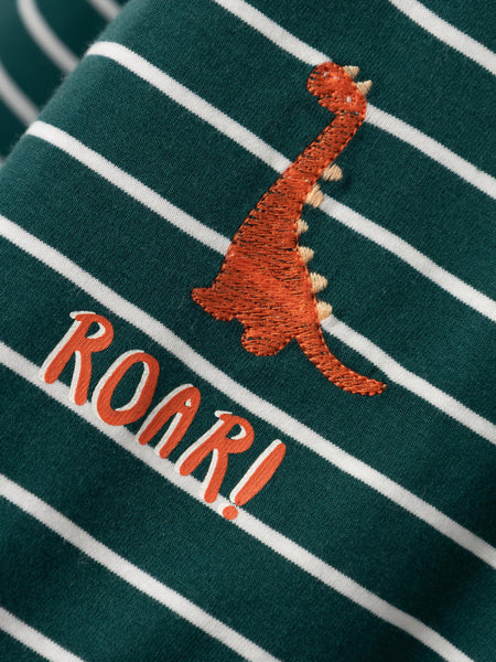 Boys Mini Embroidered Dino Long Sleeve Top