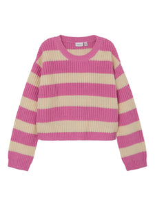 Girls Long Sleeve Stripe Boxy Knit Pullover