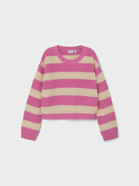 Girls Long Sleeve Stripe Boxy Knit Pullover