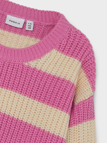 Girls Long Sleeve Stripe Boxy Knit Pullover