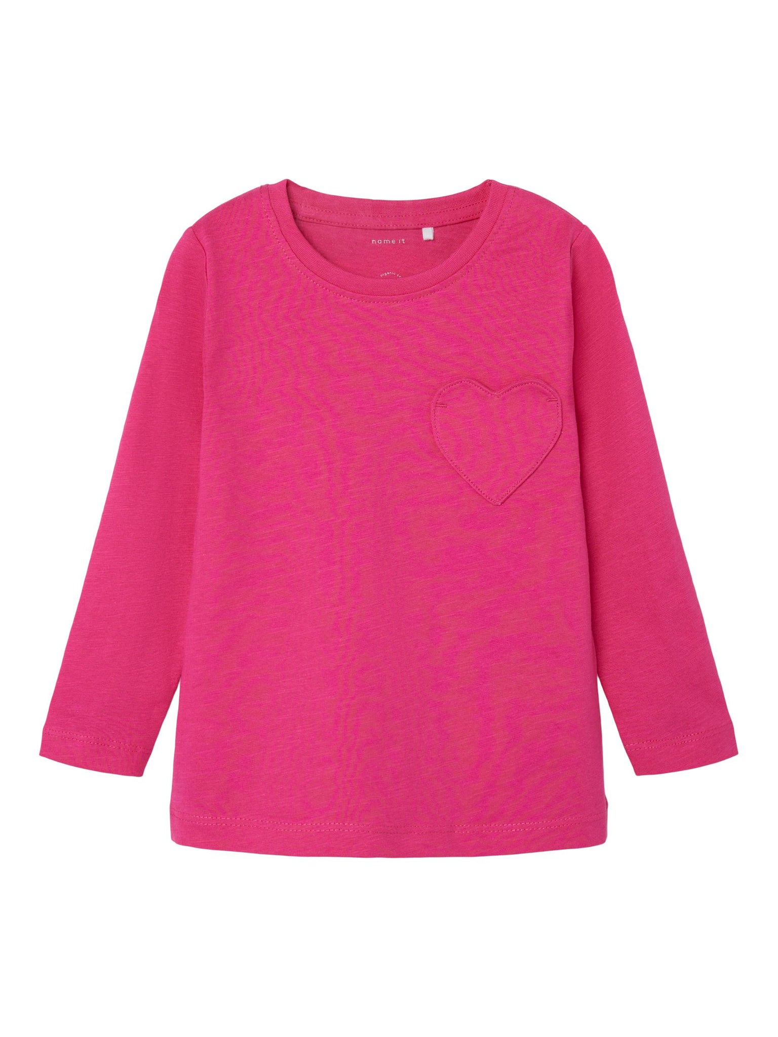 Girls Mini Long Sleeve Hot Pink Heart Top