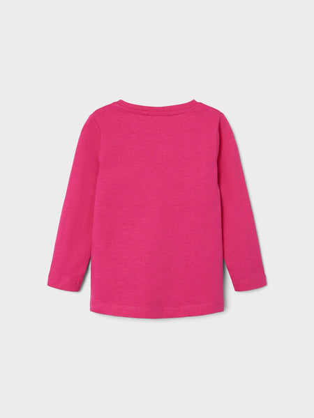 Girls Mini Long Sleeve Hot Pink Heart Top