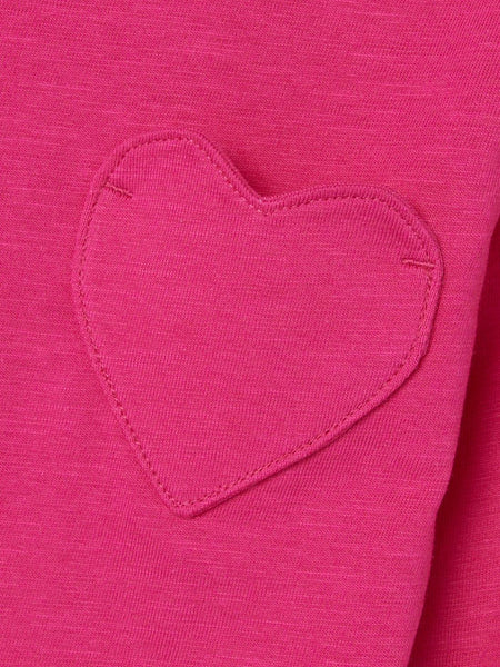 Girls Mini Long Sleeve Hot Pink Heart Top