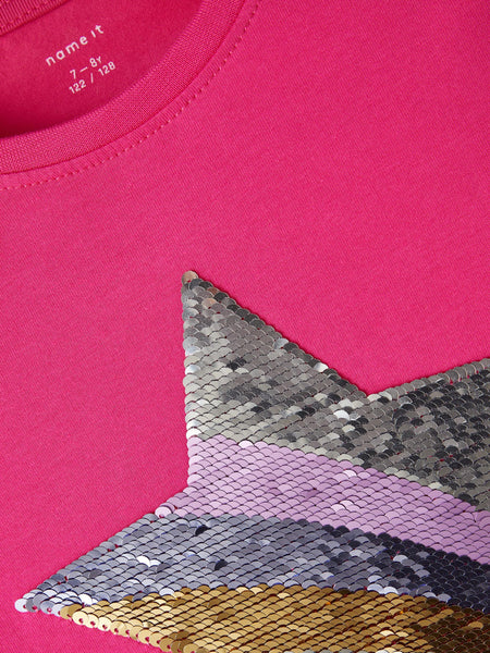 Girls Sequin Star Long Sleeve Top