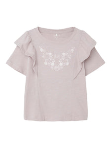 Girls Mini Embroidered Frill Top