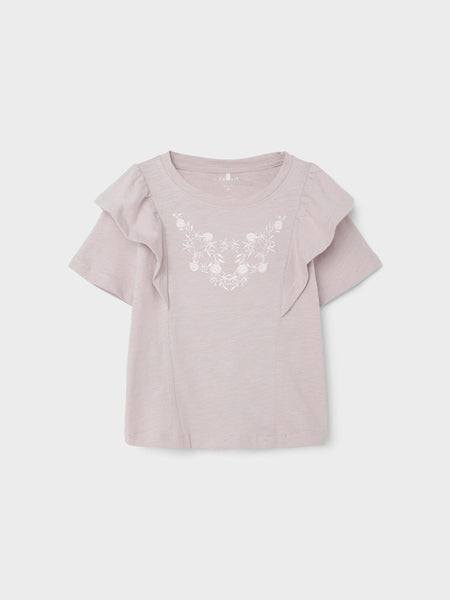 Girls Mini Embroidered Frill Top