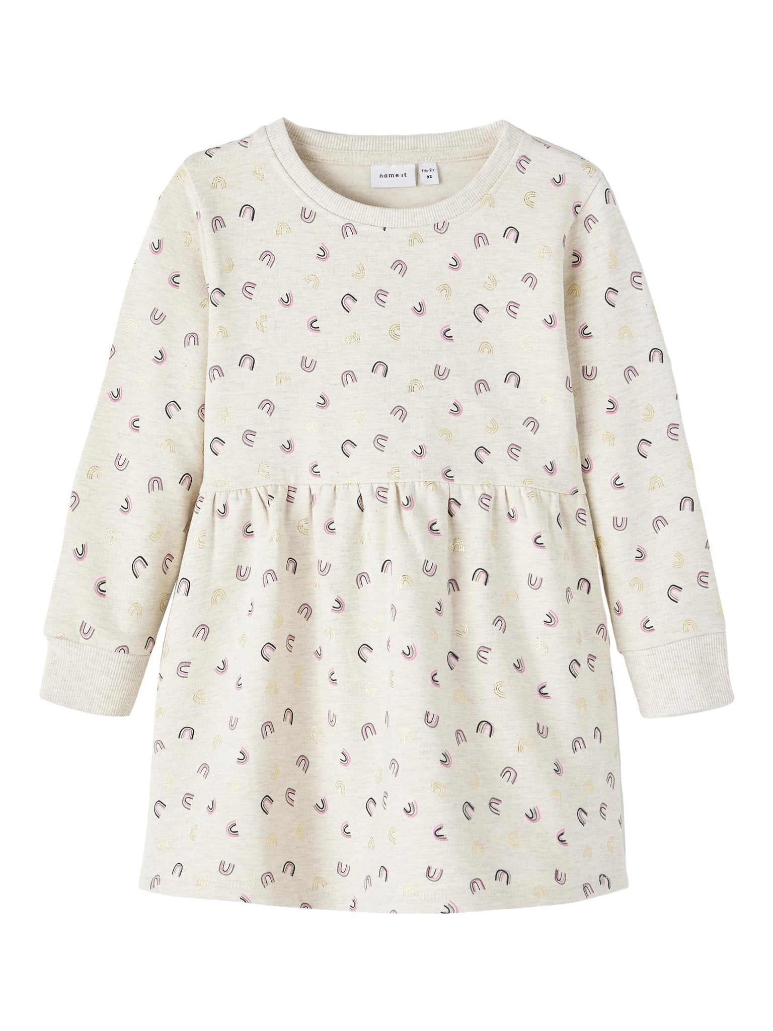 Girls Mini Beige Rainbow Sweater Dress