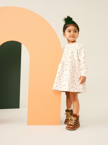 Girls Mini Beige Rainbow Sweater Dress