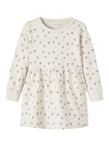 Girls Mini Beige Rainbow Sweater Dress