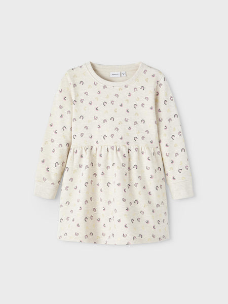 Girls Mini Beige Rainbow Sweater Dress
