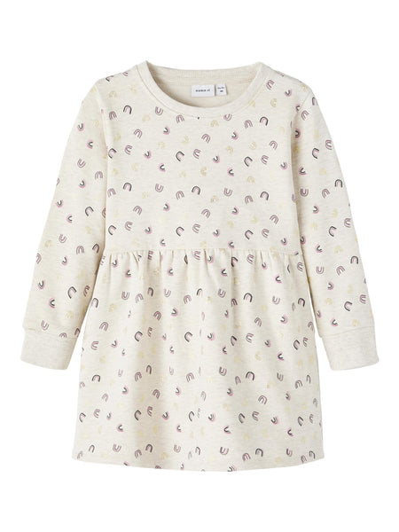 Girls Mini Beige Rainbow Sweater Dress