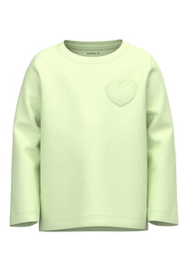 Girls Mini Long Sleeve Lime Green Heart Top