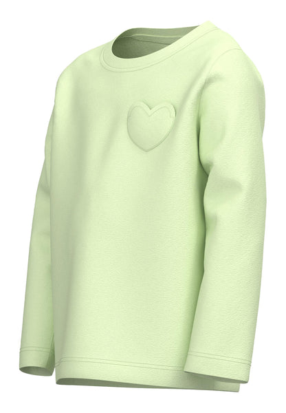 Girls Mini Long Sleeve Lime Green Heart Top