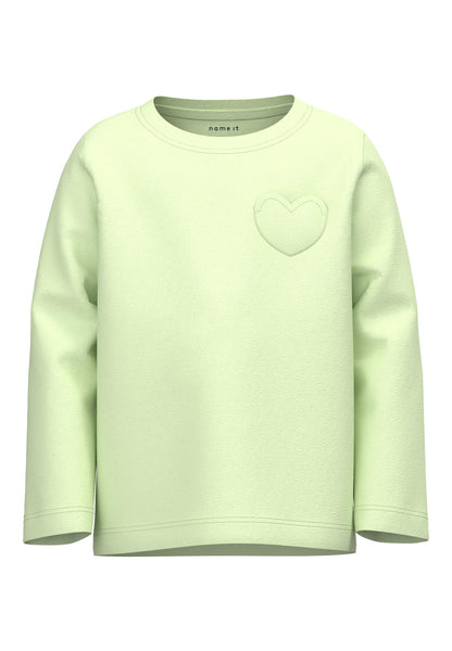 Girls Mini Long Sleeve Lime Green Heart Top