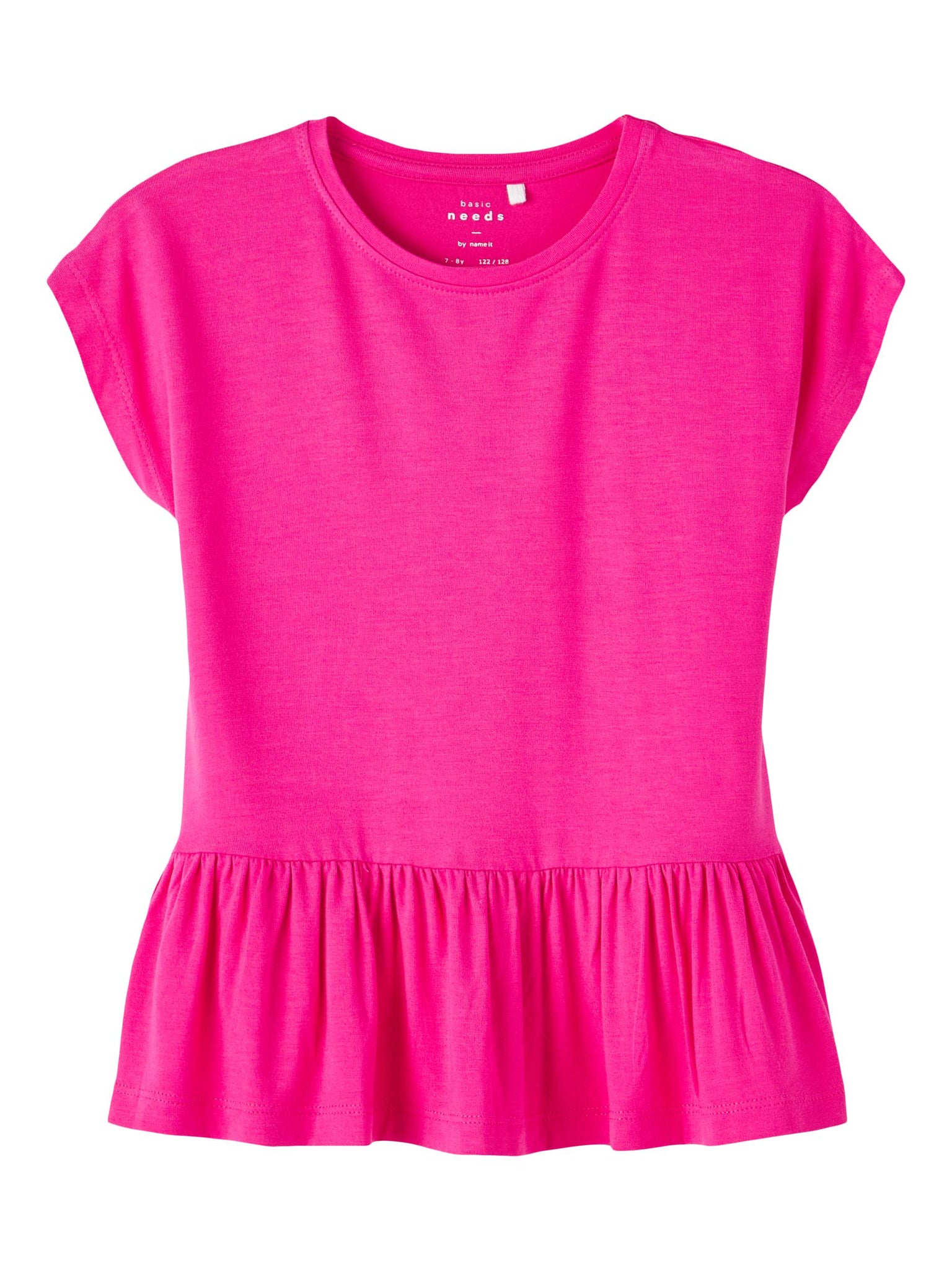 Girls Peplum Hem Tshirt In Hot Pink