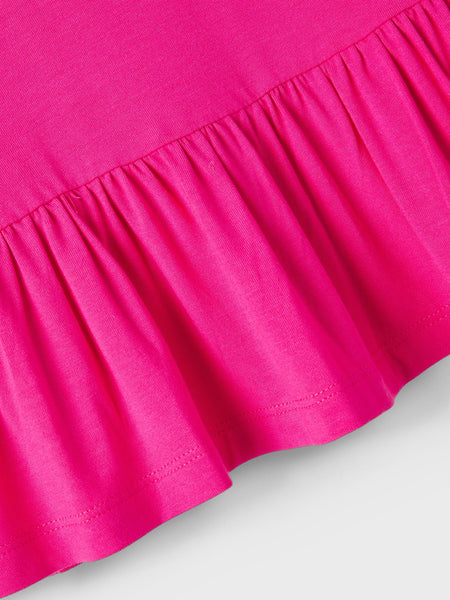 Girls Peplum Hem Tshirt In Hot Pink