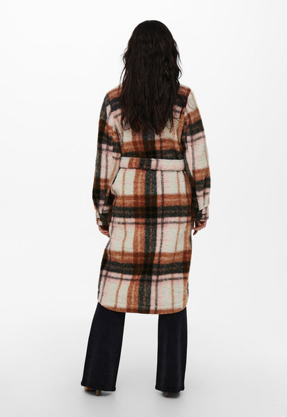 Only Checked Long Belted Shacket