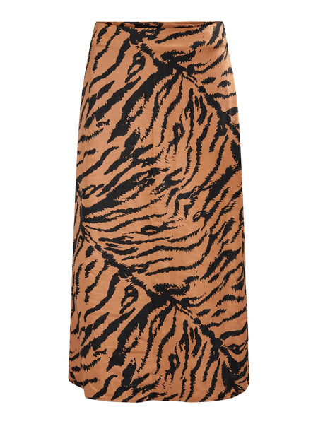 Only Zebra Print Satin Midi Skirt