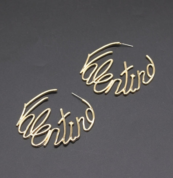 Gold Fashion Letter Hoop Earrings