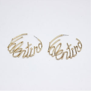 Gold Fashion Letter Hoop Earrings