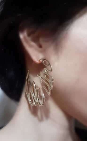 Gold Fashion Letter Hoop Earrings