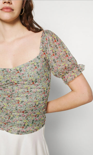 Ruched Floral Top