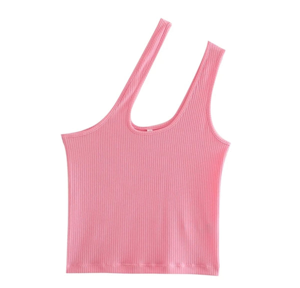 Pink Asymmetric Crop Top