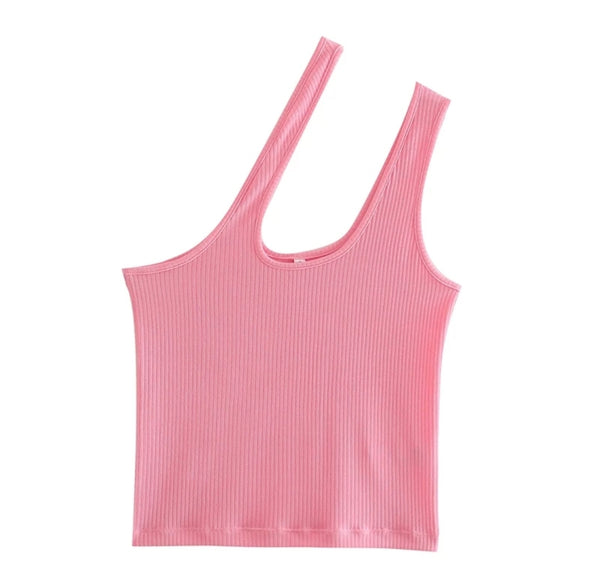 Pink Asymmetric Crop Top