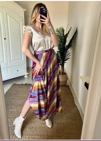 Only Multi Colour Maxi Skirt