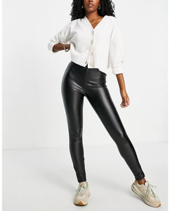 VM Fleeced Lined Leather Look Leggings