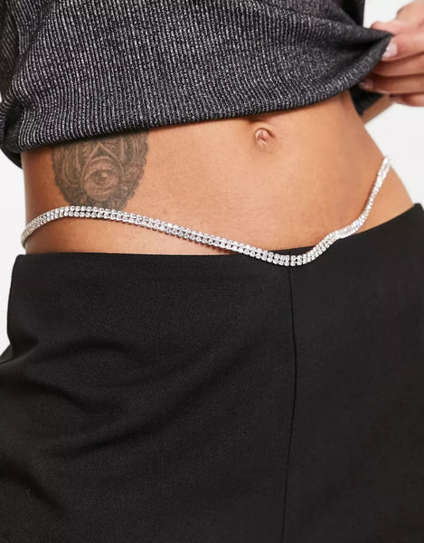 VM Diamante Chain Belt Black Trousers