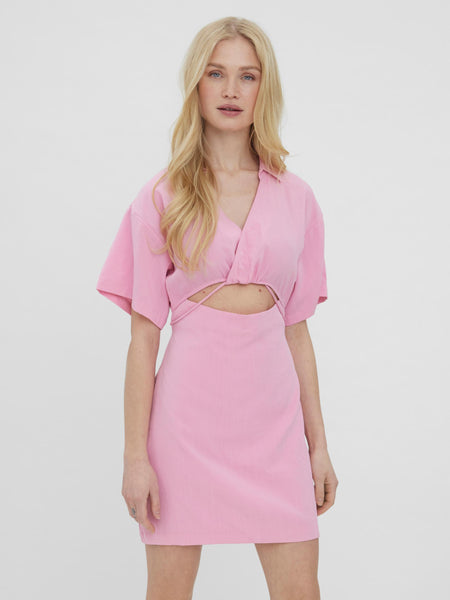 VM Pink Short Sleeve Cut Out Dress