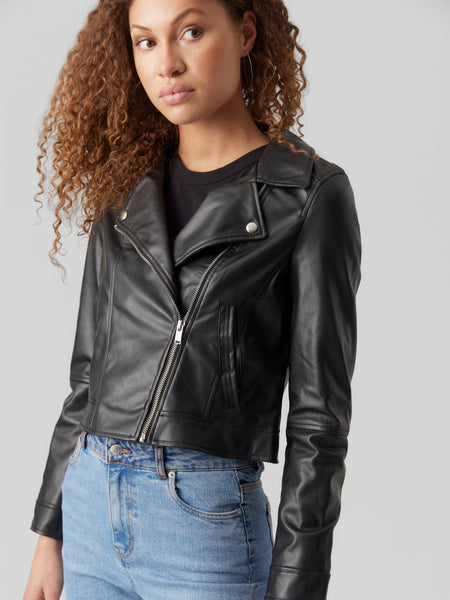 VM Faux Leather Black Biker Jacket