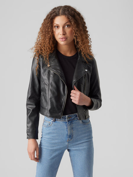 VM Faux Leather Black Biker Jacket