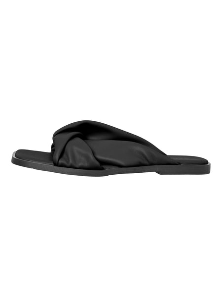 VM Faux Leather Square Toe Sandals In Black