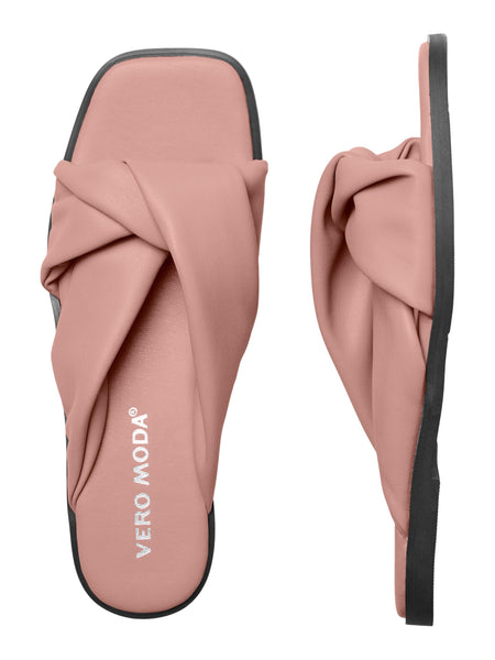 VM Faux Leather Square Toe Sandals In Pink