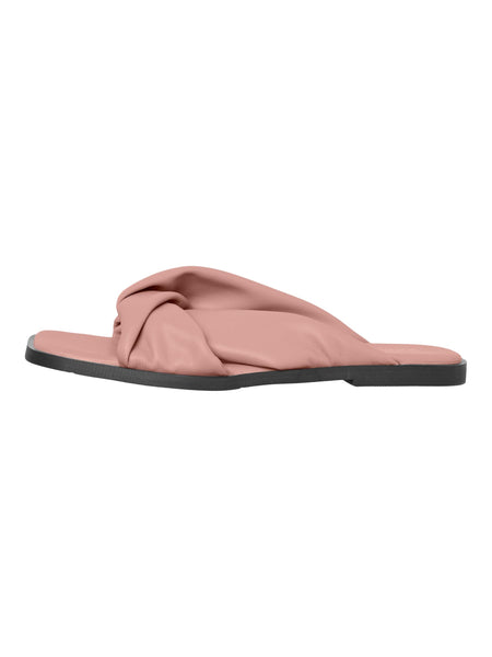 VM Faux Leather Square Toe Sandals In Pink