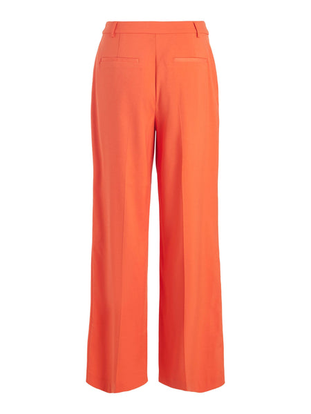 Vila High Waisted Wide Leg Trousers In Orange