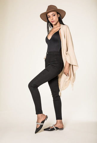 Nina High Waist Stretchy Jeggings In Black