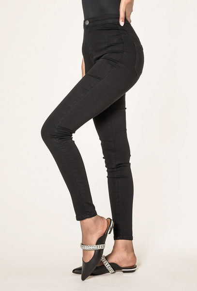 Nina High Waist Stretchy Jeggings In Black