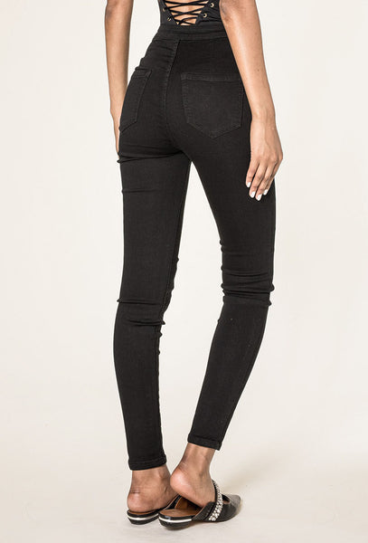 Nina High Waist Stretchy Jeggings In Black