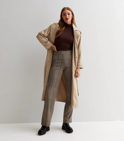 Only Checked Jersey Wide Leg Trousers