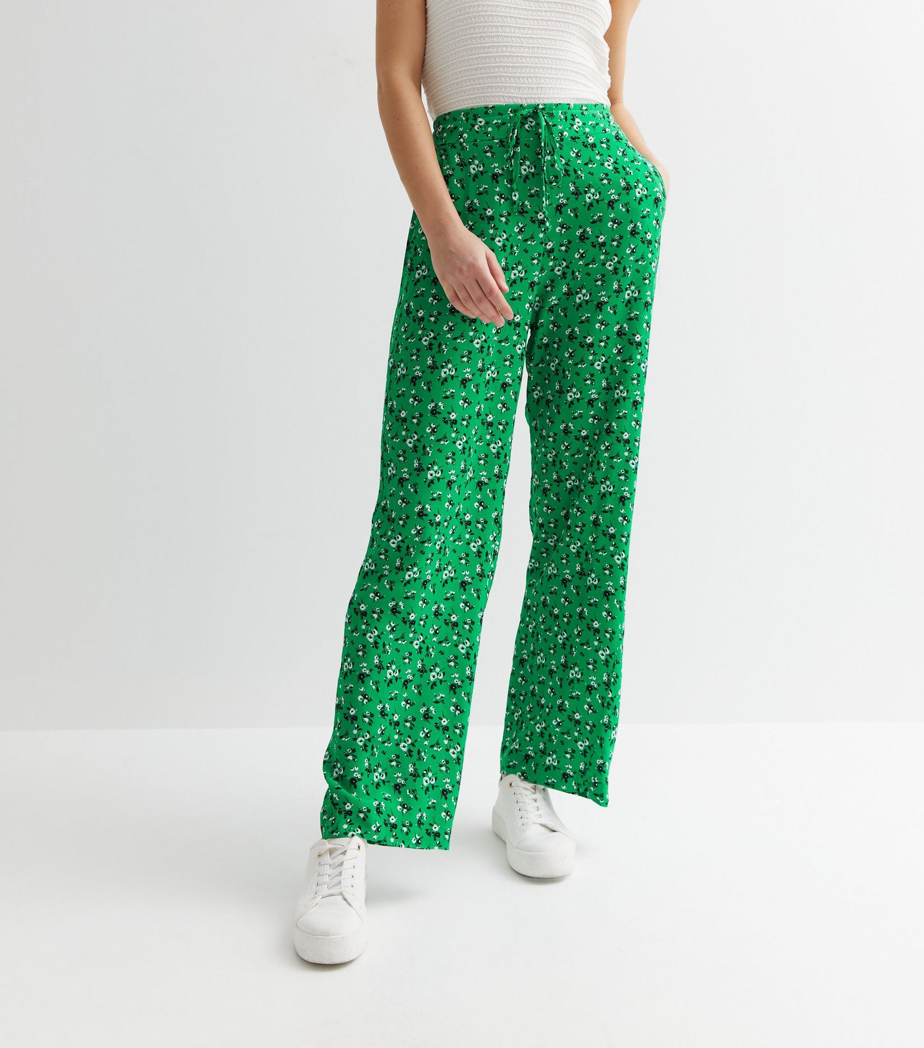 Only Green Floral Tie Waist Co-ord Trousers